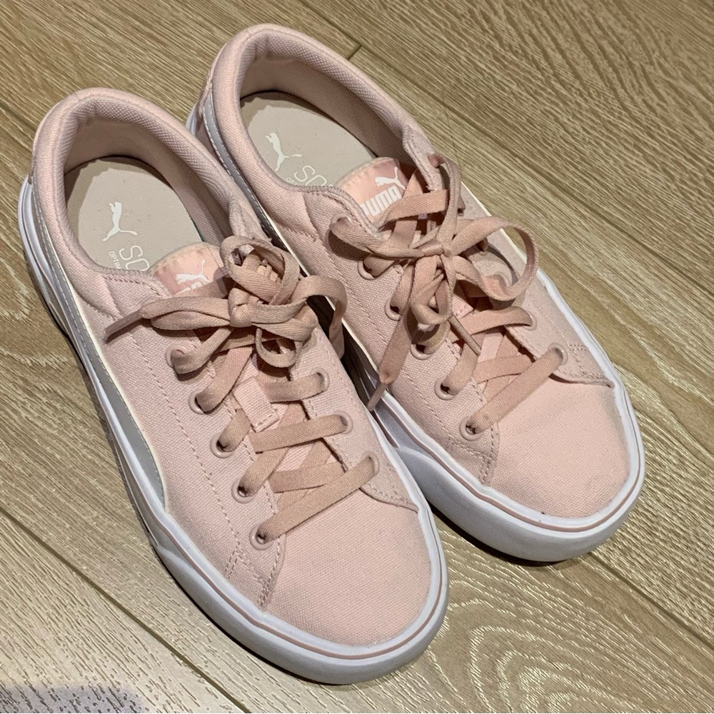Puma Pink Canvas Platform Shoes Size 7.5
